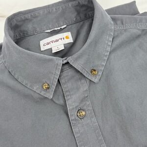 Carhartt Mens L  Relaxed Vintage Grey Button Down Oxford‎ Shirt Workwear Outdoor